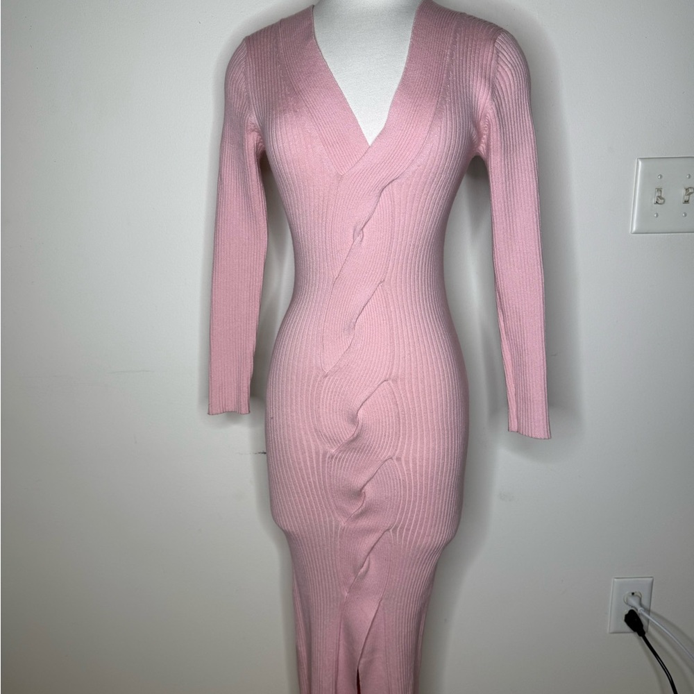 New!One Grey Day,Pink Ribbed Knit Dress.